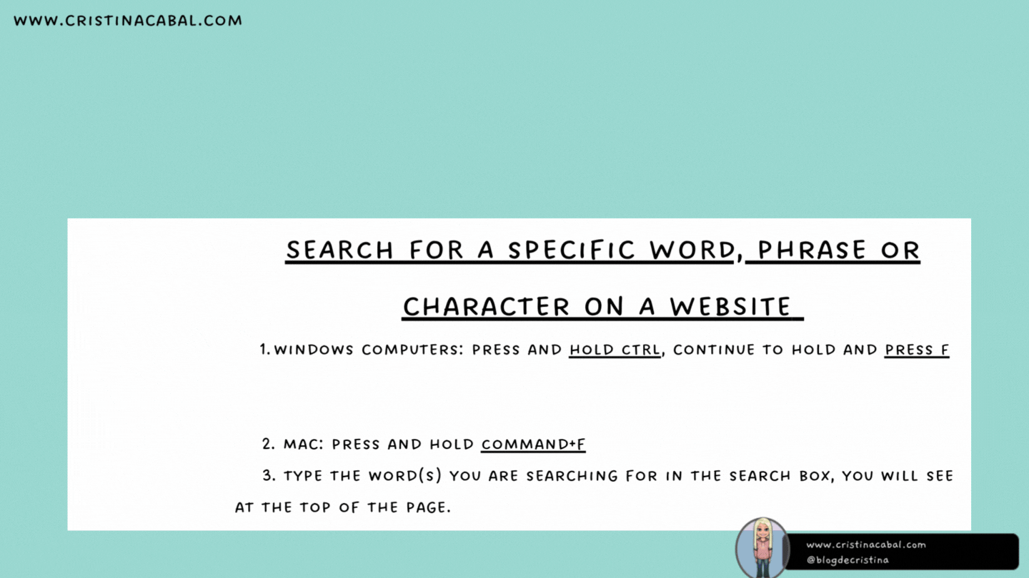 Tech Tip Search For A Specific Word Phrase Or Character On A Website Blog De Cristina